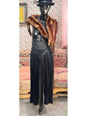 Antique 1910s 1920s Black Silk Pleated Skirt Edwardian Flapper Accordion Maxi